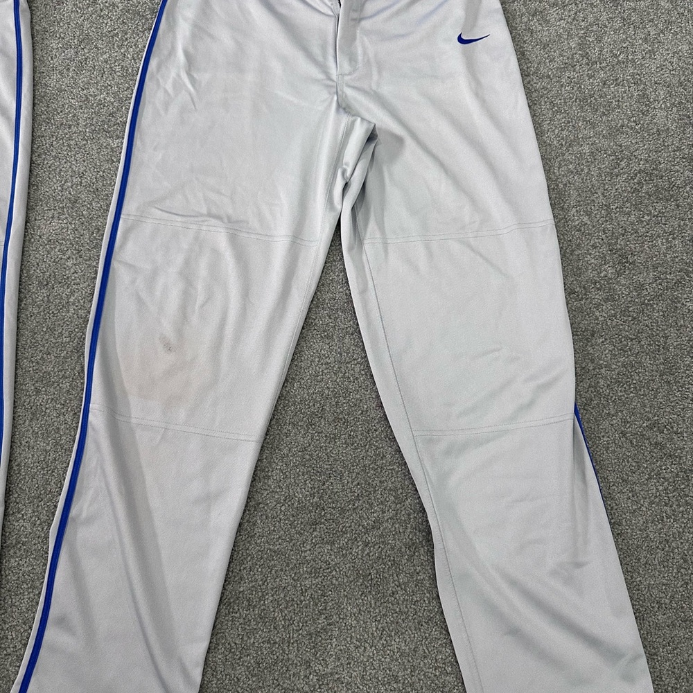 Nike Men’s Gray with Blue Stripe Baseball Pants